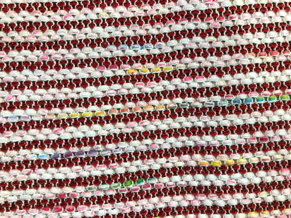 Red & White Multi Leno Mesh Tweed