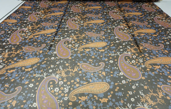 Paisley Print Crinkle Silk Chiffon