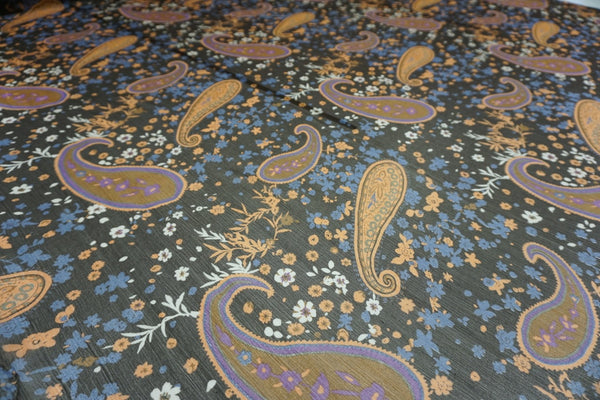 Paisley Print Crinkle Silk Chiffon