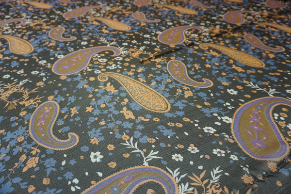 Paisley Print Crinkle Silk Chiffon