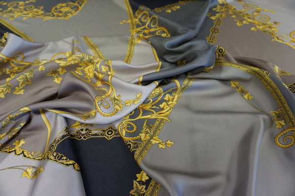 Printed Silk Twill, Baroque Cubism