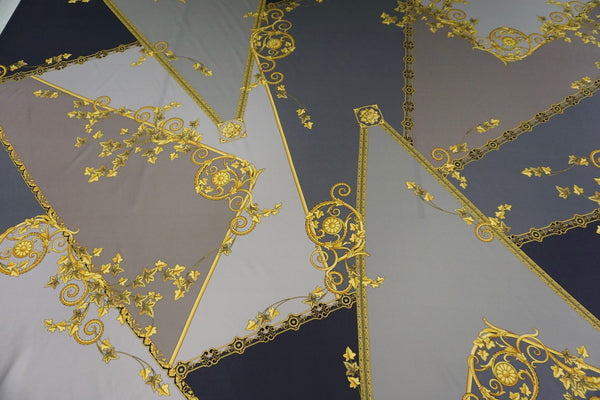 Printed Silk Twill, Baroque Cubism