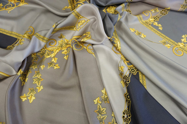 Printed Silk Twill, Baroque Cubism