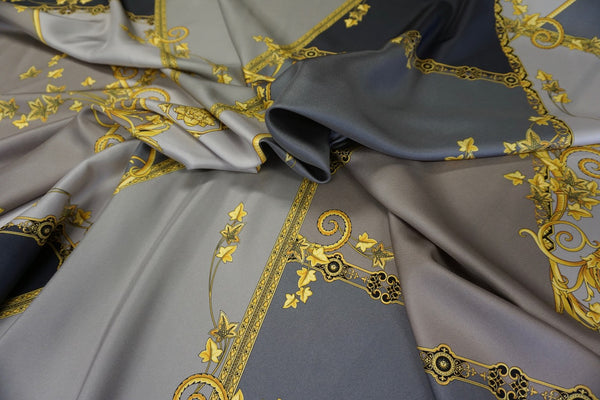 Printed Silk Twill, Baroque Cubism