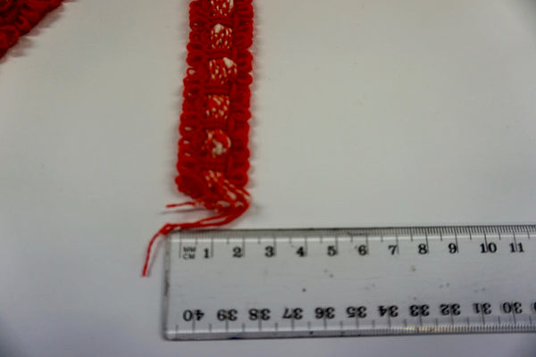 LAST PIECE: 2.75 MT  Red & White Textured Braid Trim