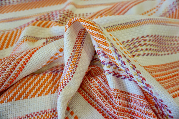 LAST PIECE: 1.75mt Orange Stripe Open Weave Tweed
