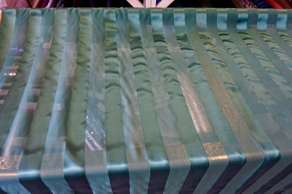 LAST PIECE: 0.6 MT  Satin Stripe Chiffon Silk, Deep Emerald Green
