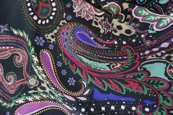 PANEL- Purple Paisley Print on Satin Backed Crepe