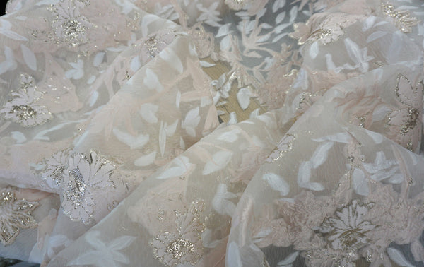 Pink Blush Roses Silk Blend Coupé Organza