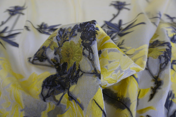 PANEL- Silk Blend Coupè Jacquard Organza, Black & Yellow