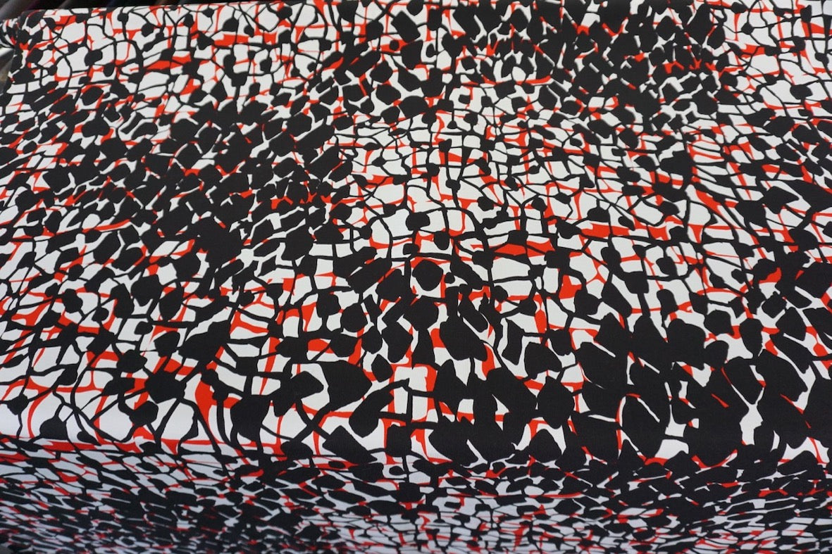 Red & Black Ink Sketch Print on Jersey Fabric Muse