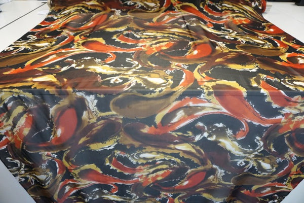 Abstract Koi Fish Print on Silk Chiffon