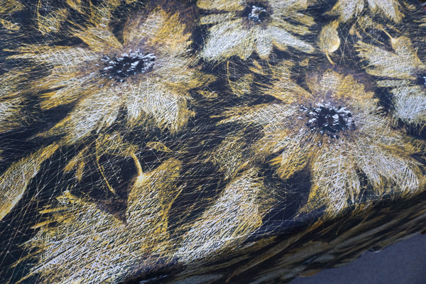 Rough Sketch Print on Silk Satin