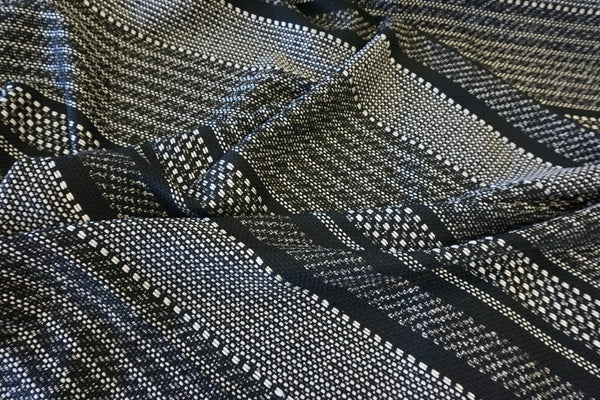 Black & White Stripe Open Weave Tweed