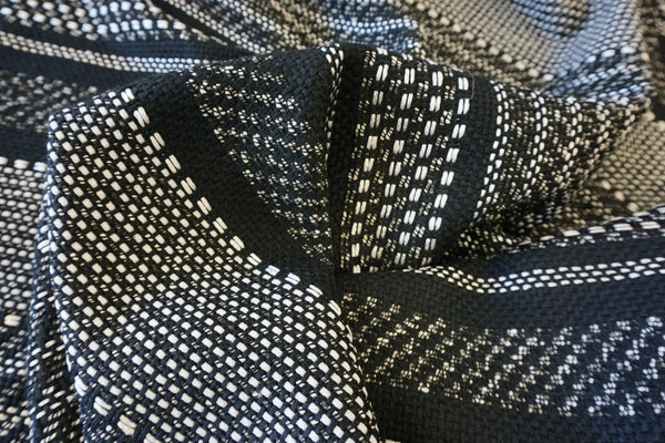 Black & White Stripe Open Weave Tweed