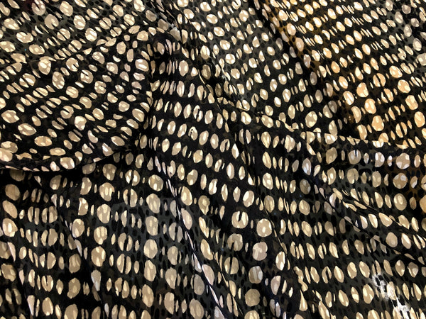 Clipped Devorè, Spot Print Chiffon, Beige & Black