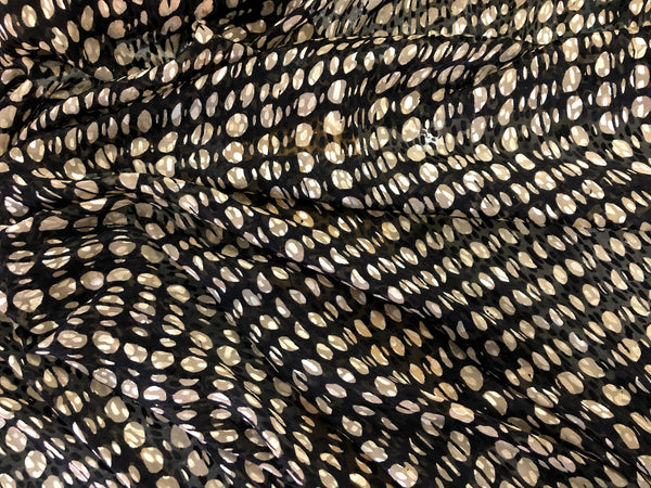 Clipped Devorè, Spot Print Chiffon, Beige & Black