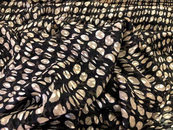 Clipped Devorè, Spot Print Chiffon, Beige & Black