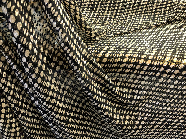 Clipped Devorè, Spot Print Chiffon, Beige & Black