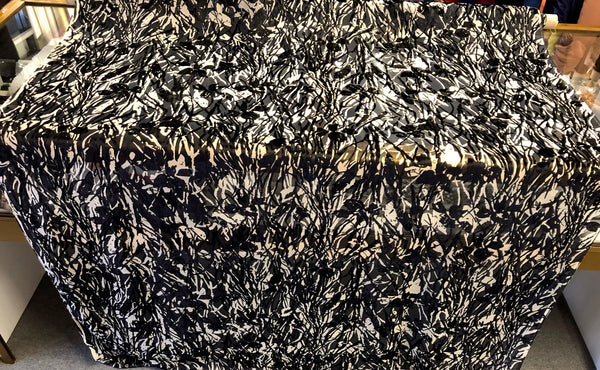 Printed Burn-Out Velvet Devorè, Semi-sheer- black & cream