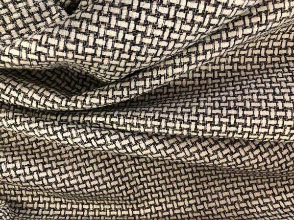 100% Silk Tweed Suiting, Black,Beige & Ivory
