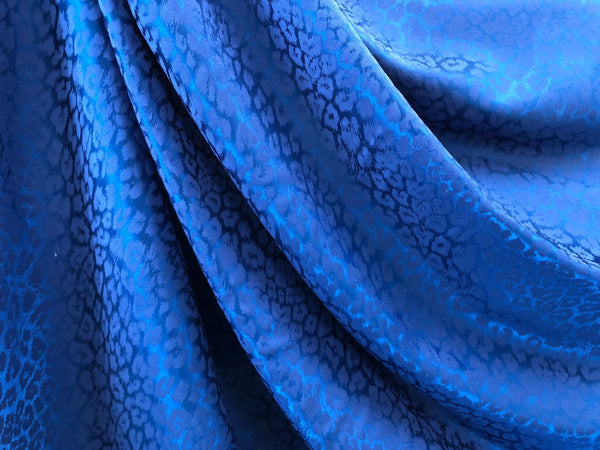 Pure Silk Leopard Jacquard,  Royal Blue