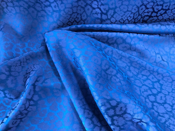 Pure Silk Leopard Jacquard,  Royal Blue