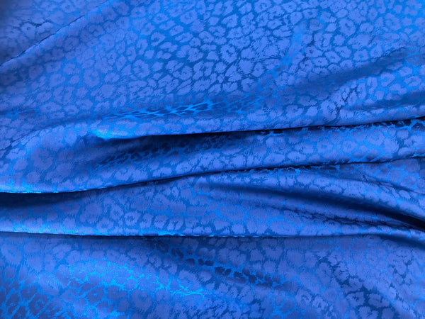 Pure Silk Leopard Jacquard,  Royal Blue