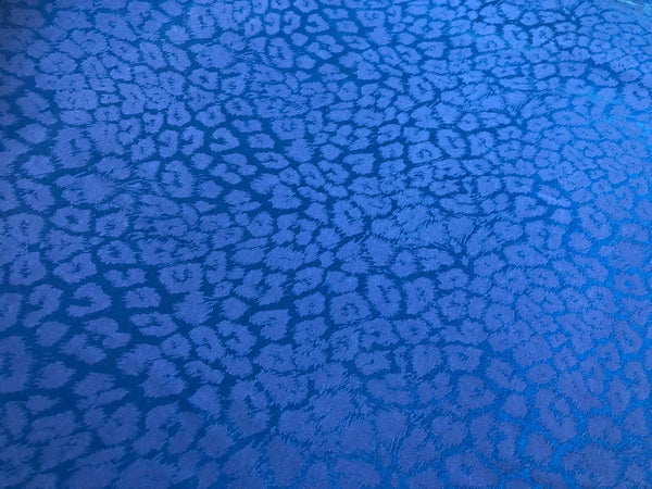 Pure Silk Leopard Jacquard,  Royal Blue