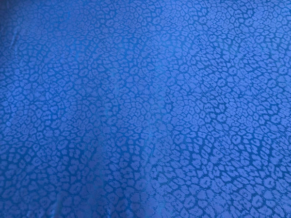 Pure Silk Leopard Jacquard,  Royal Blue