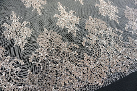 Vintage French Lace, Silver and Taupe