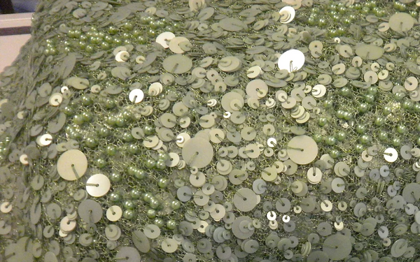 Sequin Beaded Net Mesh, Mint Green