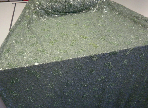 Sequin Beaded Net Mesh, Mint Green
