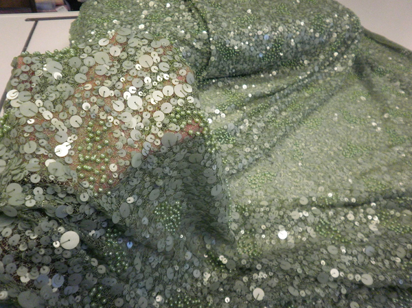 Sequin Beaded Net Mesh, Mint Green