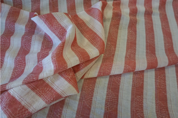 Striped Dobby Jacquard Linen, Red White