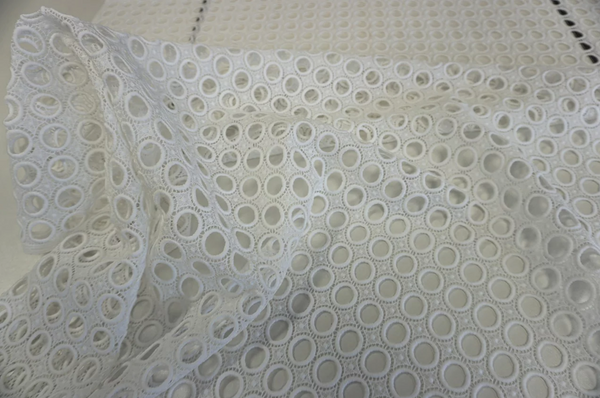 LAST PIECE: 1.8 MT  Circle Cotton Guipure Lace, White