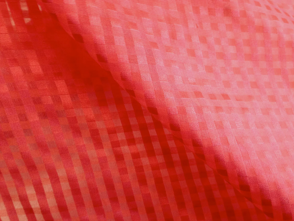 Check Silk Chiffon Variation, Strawberry Red