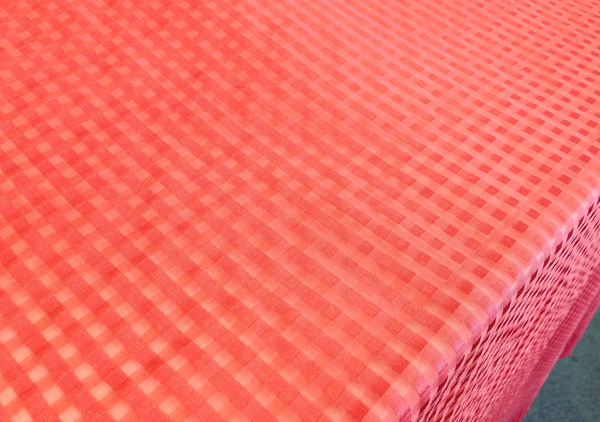 Check Silk Chiffon Variation, Strawberry Red