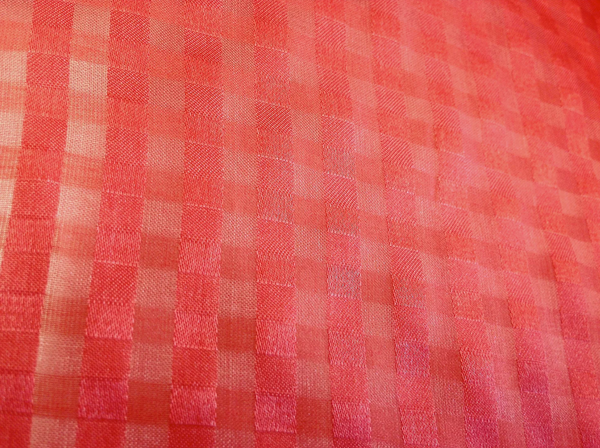 Check Silk Chiffon Variation, Strawberry Red