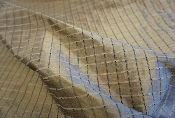 Shot Check Dupion Silk, Black & Bronze