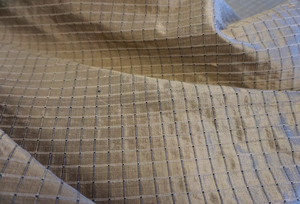 Shot Check Dupion Silk, Black & Bronze