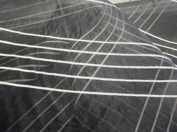 Black & White Stripe Silk Organza