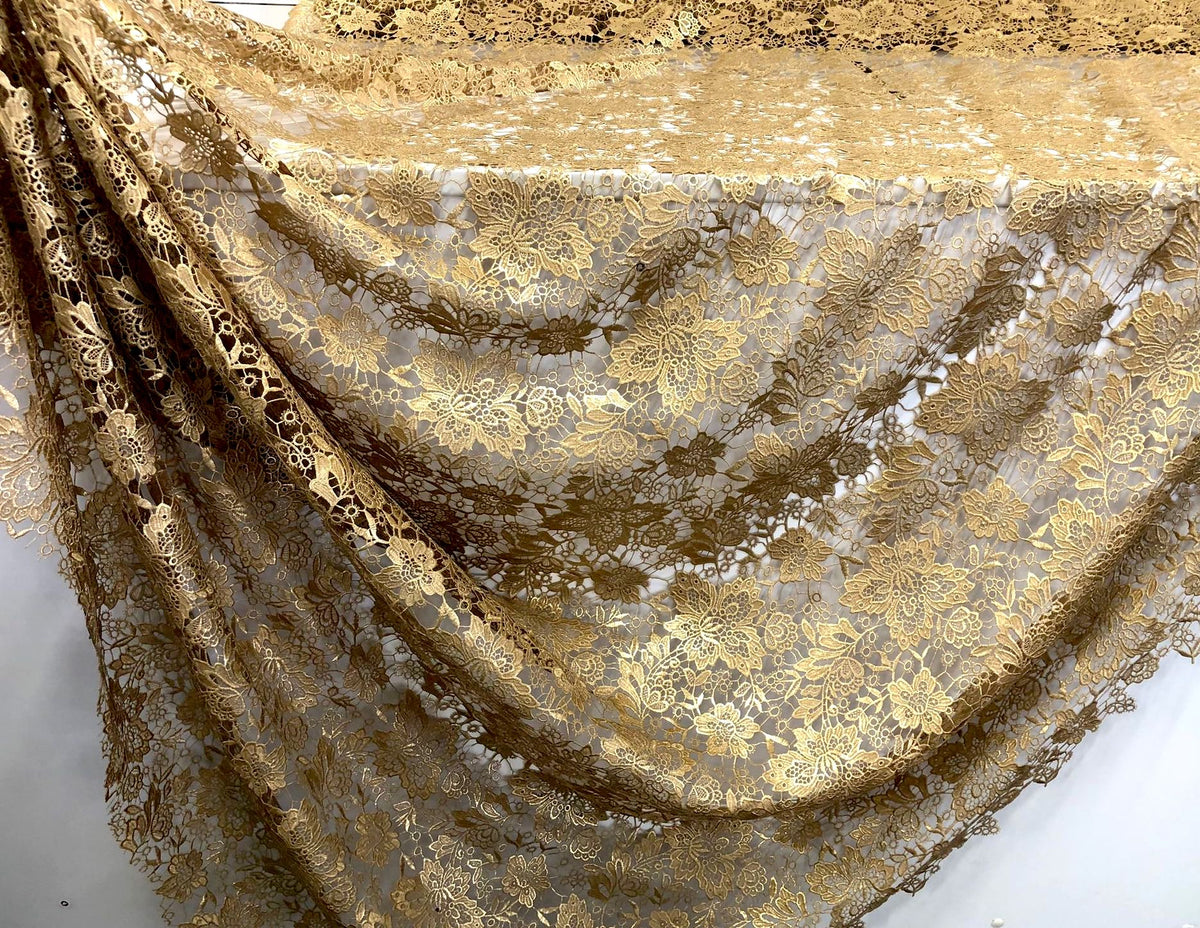 True Gold Coated Guipure Lace – Fabric Muse