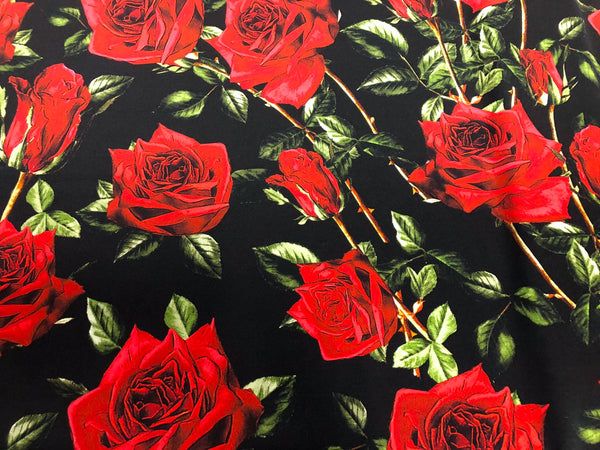 D&G Roses Amore Silk Satin, on Black