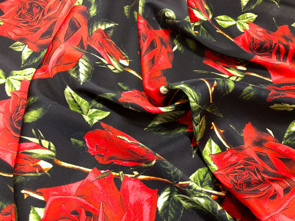 D&G Roses Amore Silk Satin, on Black