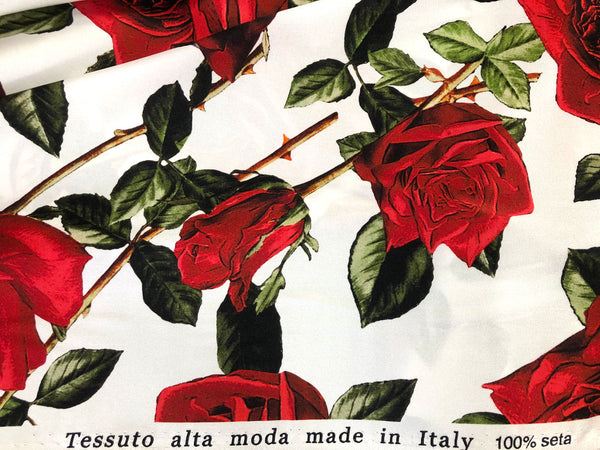 D&G Roses Amore Silk Satin, on White