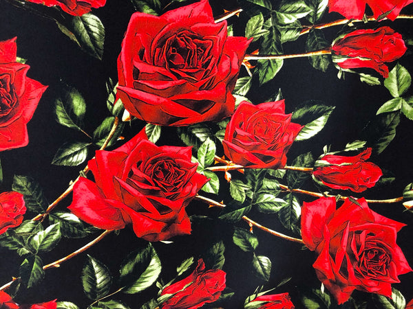 D&G Roses Amore Silk Satin, on Black