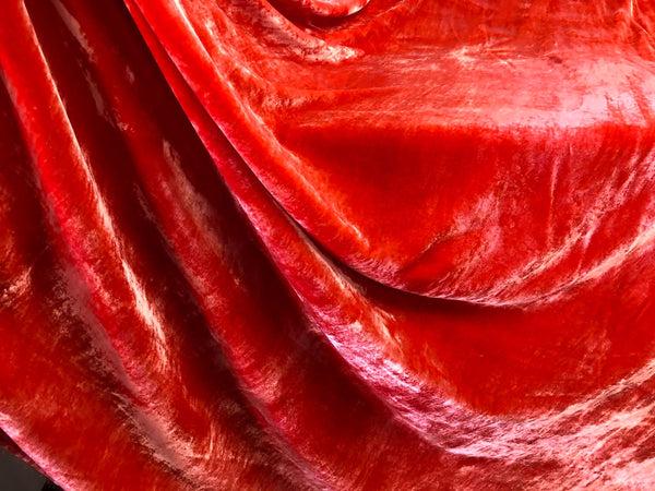 Silk Blend Velvet, Bright Coral Red
