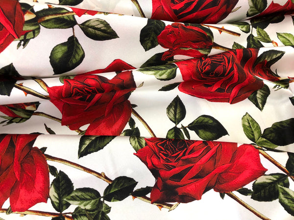 D&G Roses Amore Silk Satin, on White