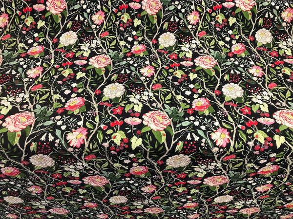 Silk Blend Floral Cloquè Jacquard, in Pink Rose Black